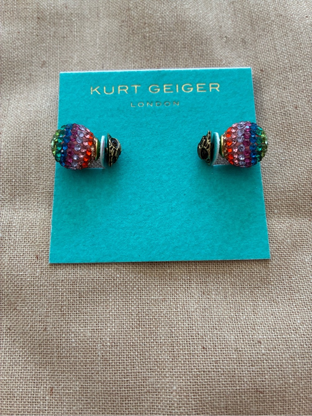 Kurt Geiger Rainbow Crystal Dome Stud Earrings - Picture 5 of 6